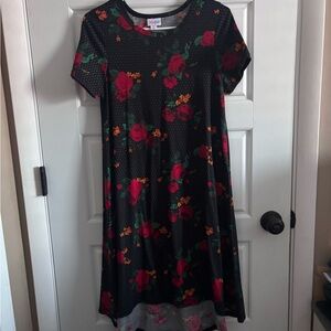 LuLaRoe Women’s Dress - Black with Red and Green Floral